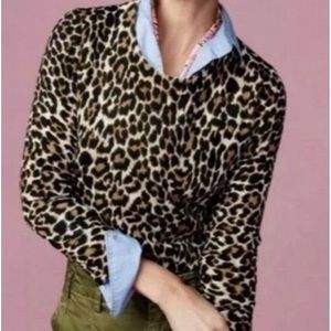 J. Crew Leopard Print Merino Wool Tippi Sweater Long Sleeve women’s Sz XL
